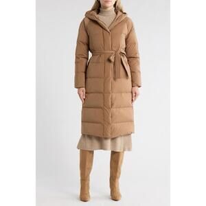New Theory True Hooded Down Coat In Truffle Size L $745